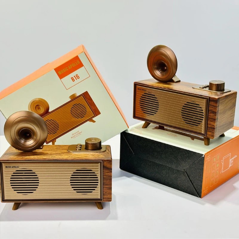 मिनी छोटे पुराने लकड़ी के रेडियो लकड़ी के बने रेट्रो विंटेज डिजाइन