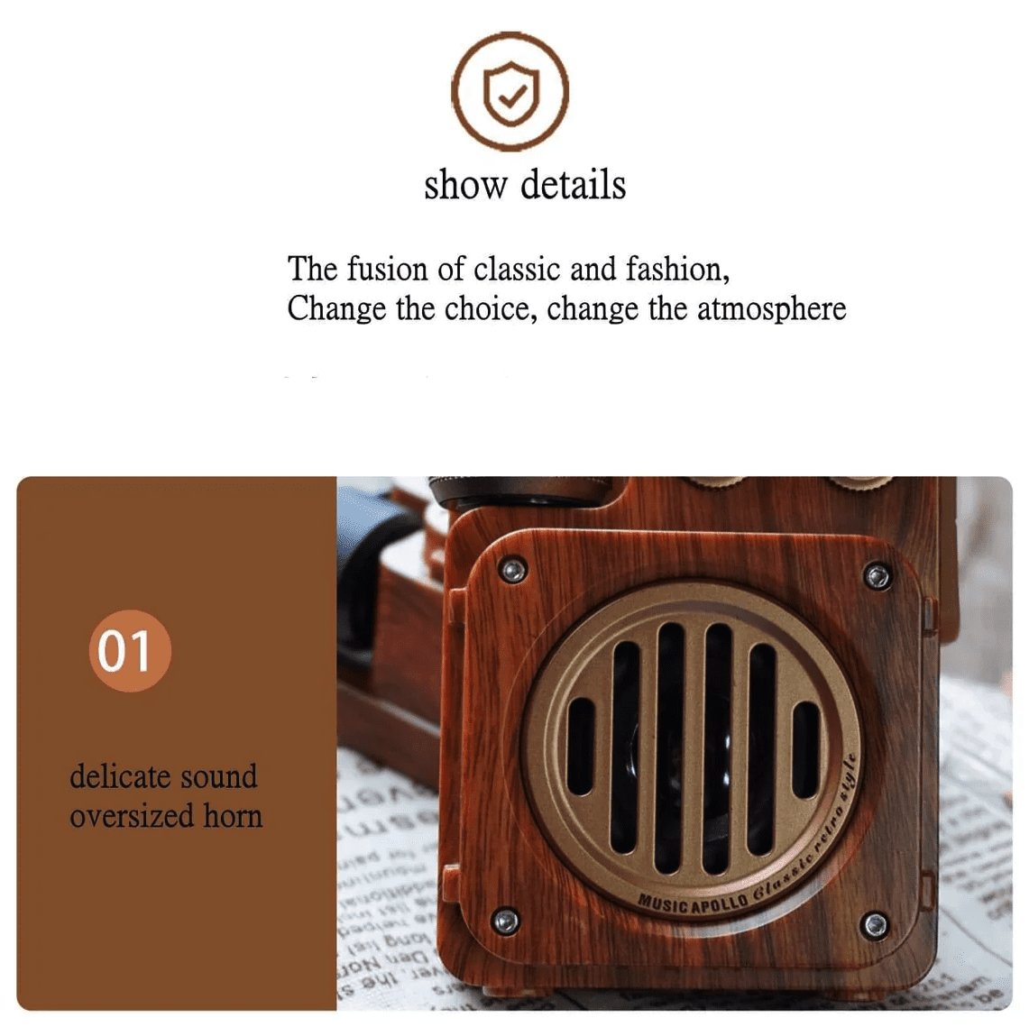 लकड़ी से बना रेडियो विंटेज रेट्रो रिसीवर डिजाइन