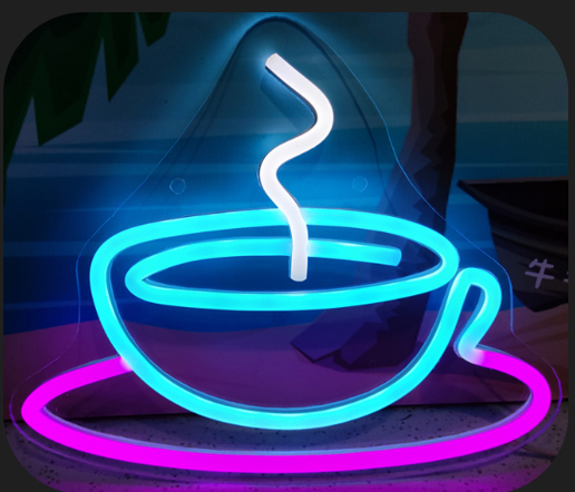कॉफी का कप कॉफी - दीवार पर विज्ञापन एलईडी नियॉन साइन